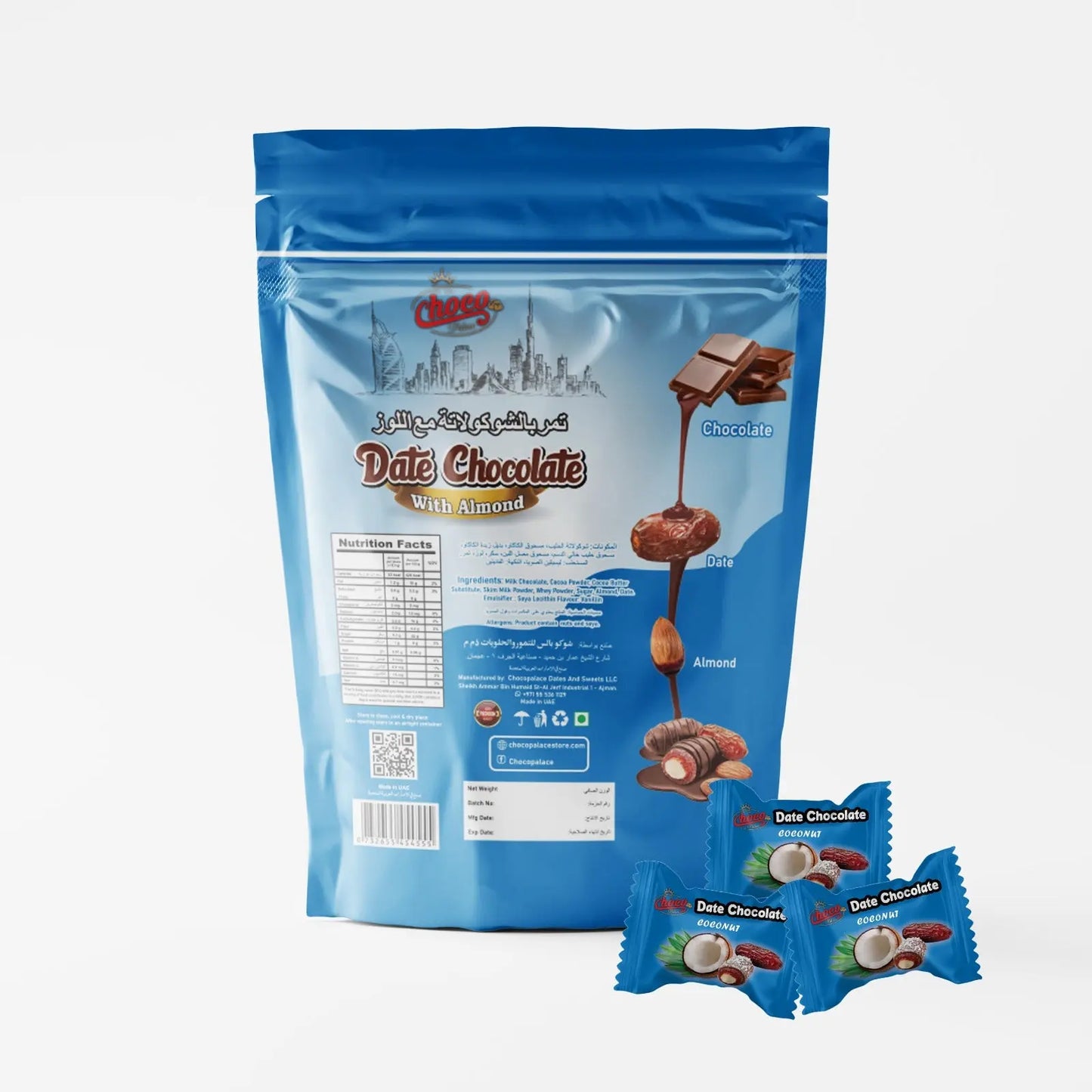 Date Chocolate - Coconut flavour + White Chocolate + Camel Flavour Offer 400 gm*3 Choco Palace