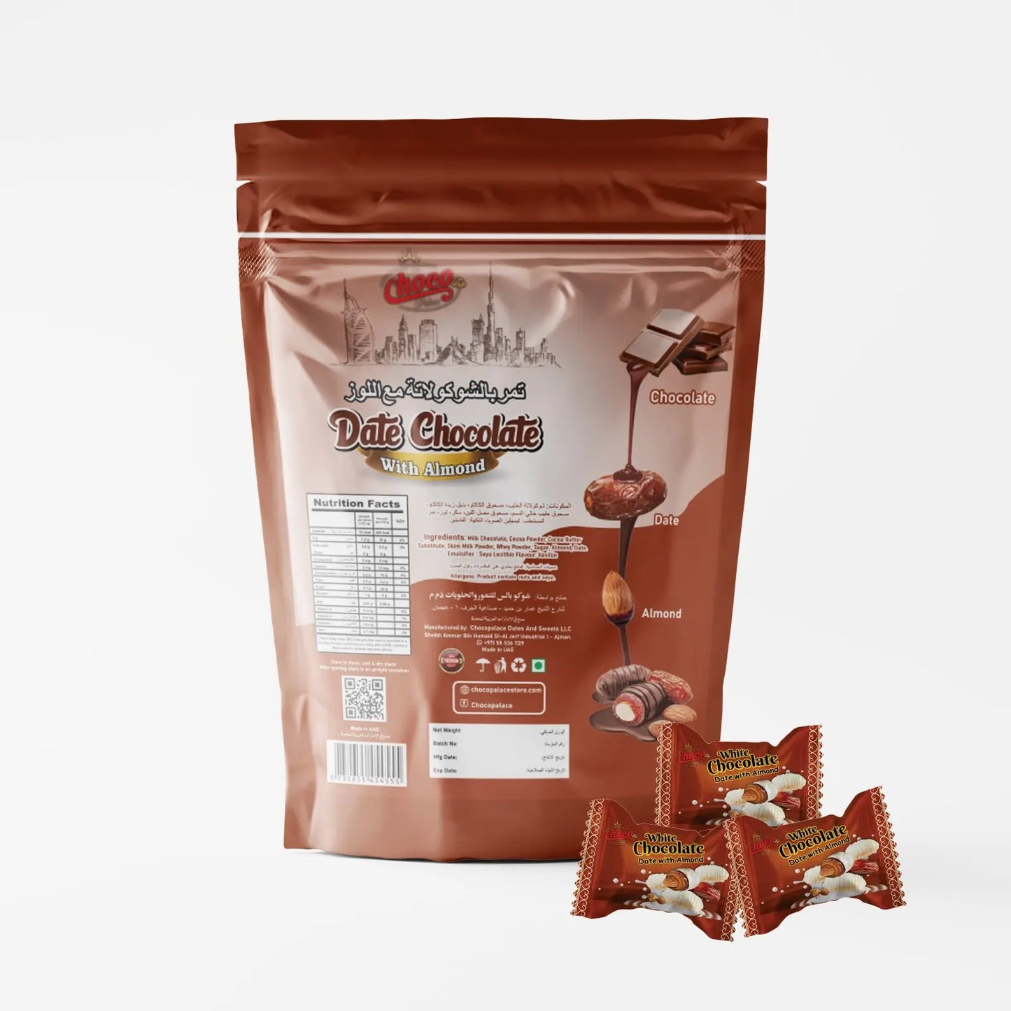 Date Chocolate - Coconut flavour + White Chocolate + Camel Flavour Offer 400 gm*3 Choco Palace
