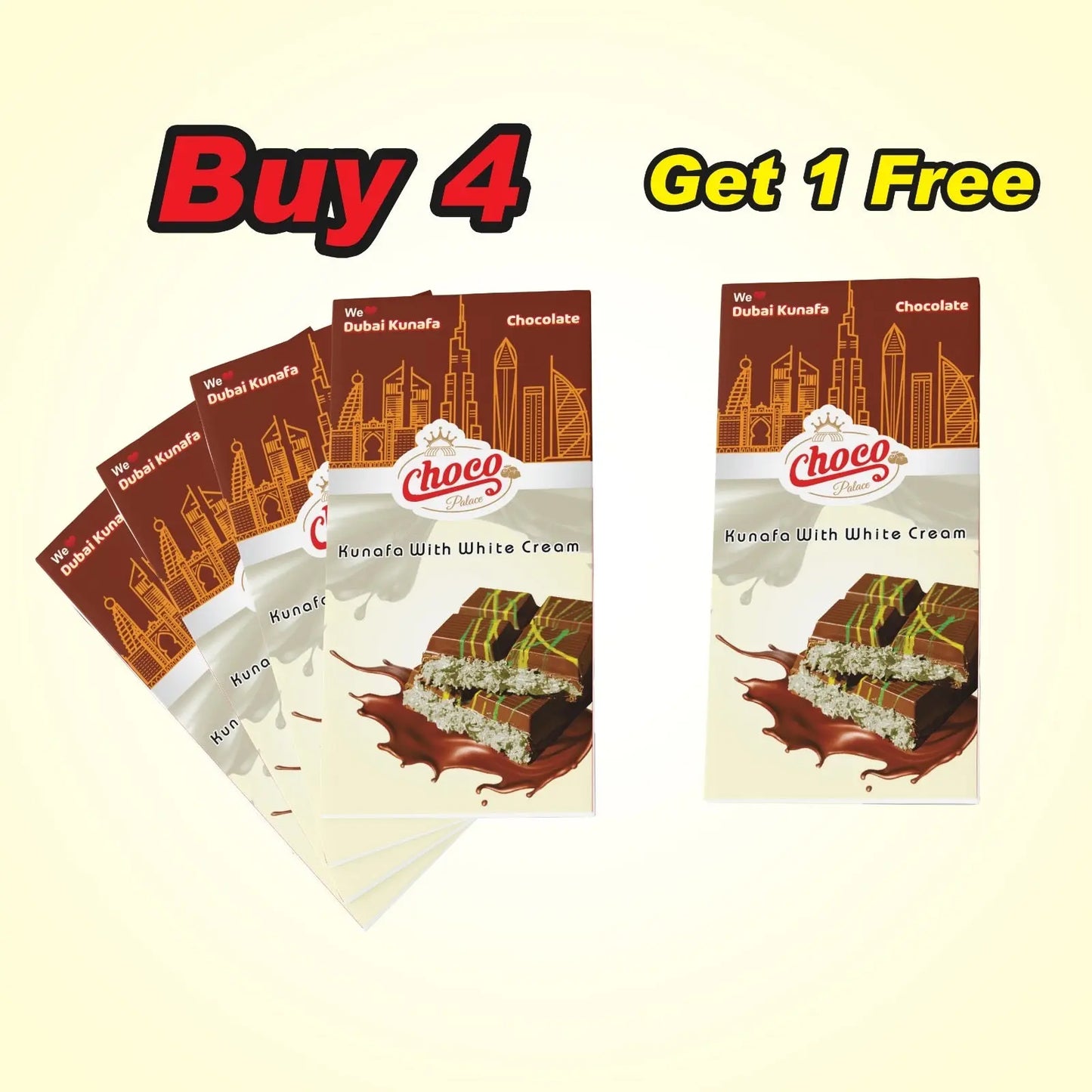 Dubai Kunafa Chocolate With White Cream 100GM Choco Palace