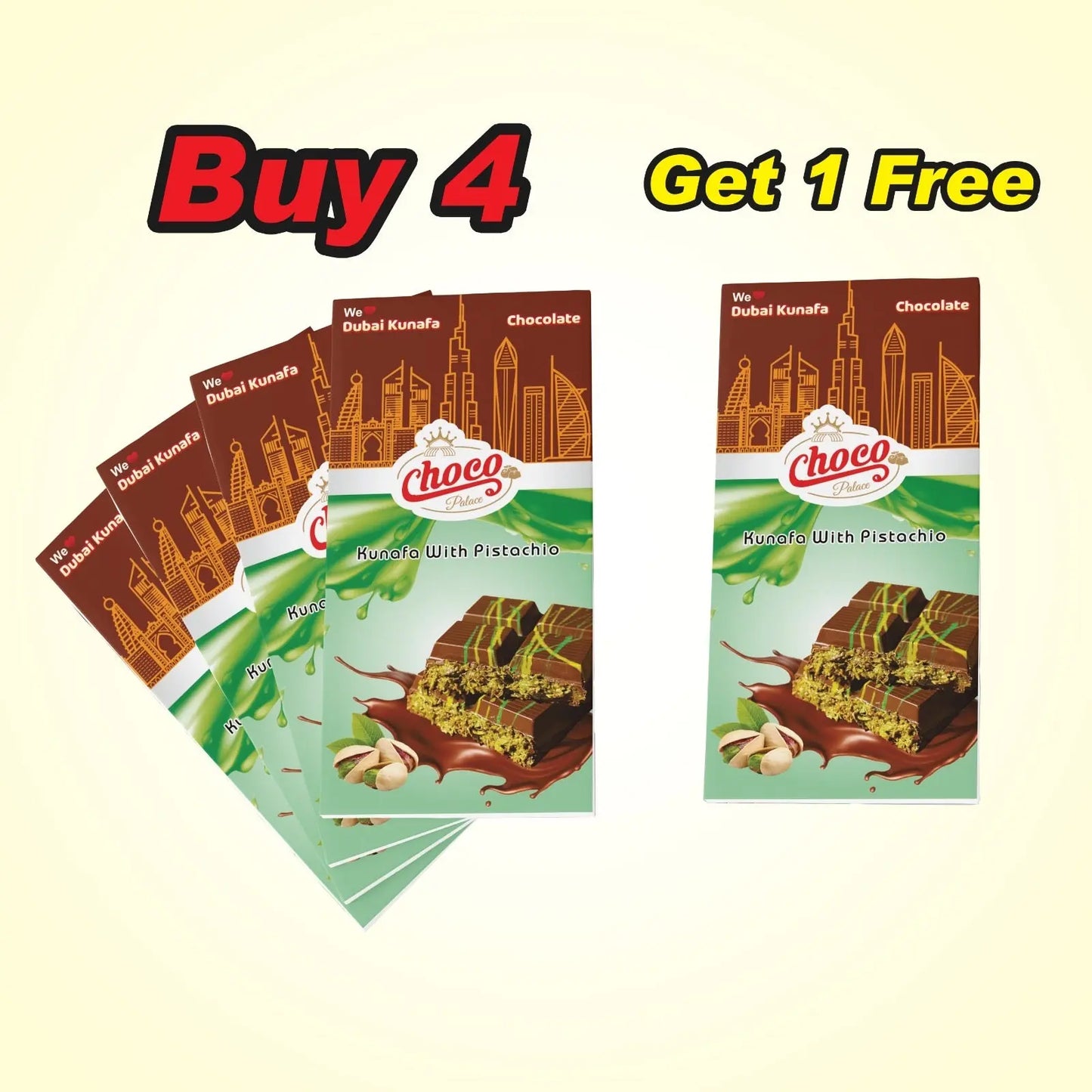 Dubai Kunafa Chocolate with Pistachio 100GM Choco Palace