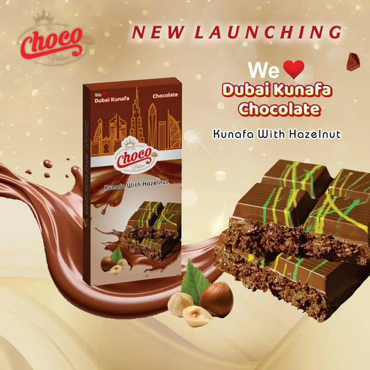 Dubai kunafa chocolate with hazelnut flavor 100 GM Choco Palace