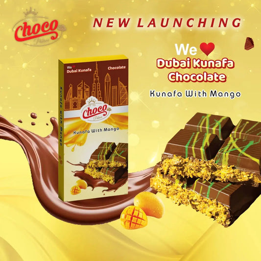 Dubai Kunafa Chocolate With Mango flavour 100GM Choco Palace